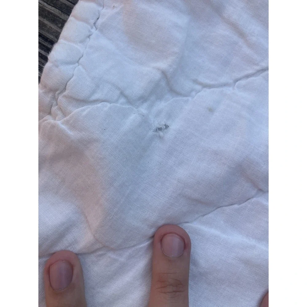 Cottagecore shabby chic farmhouse white on white cotton/crochet quilt 81